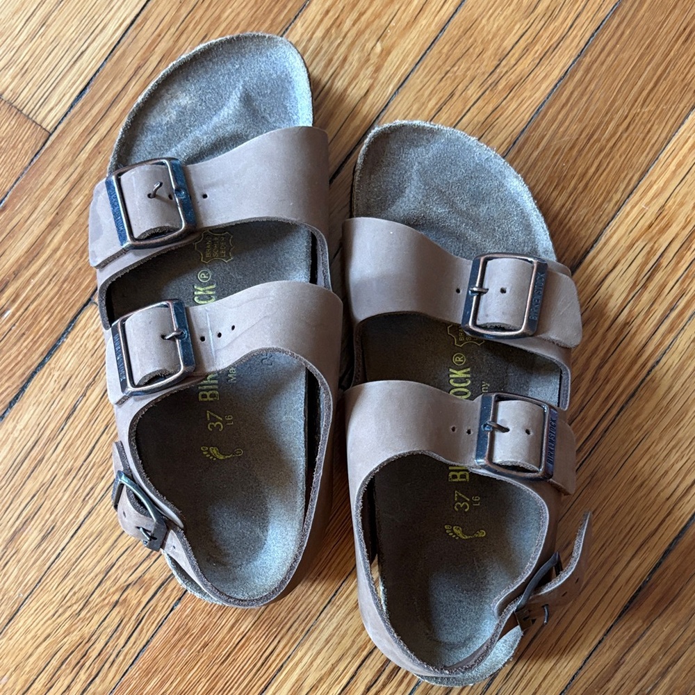 Birkenstock Woman Tan Double-Strap Sandals